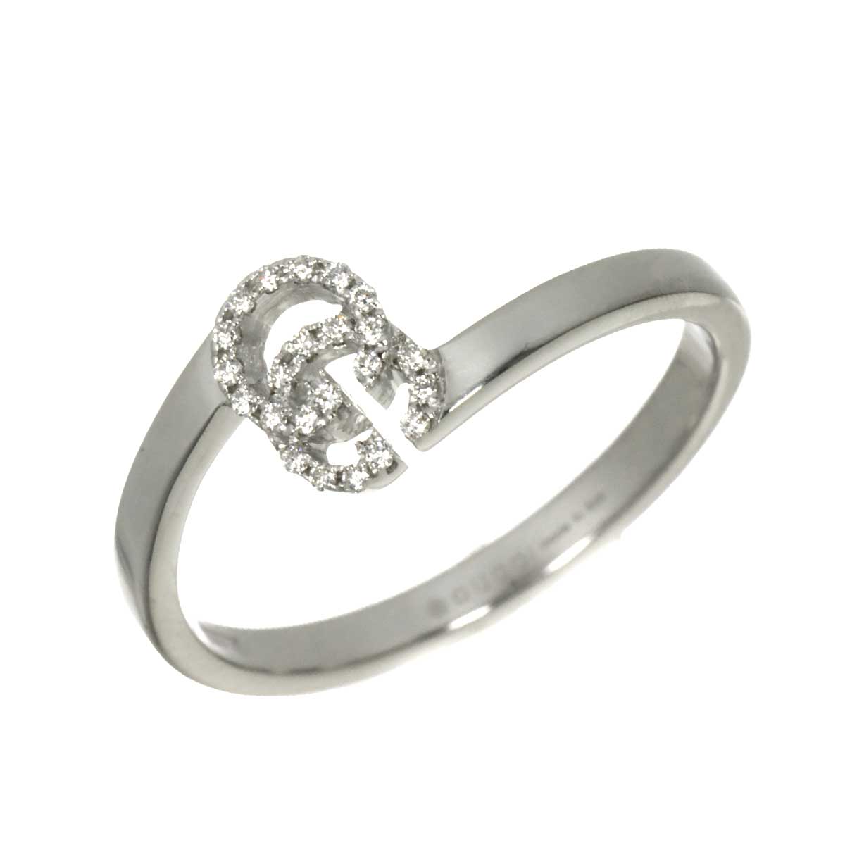 GG Logo Ring Diamond 18K K18 WG 750 size11 5.5-5.75(US)