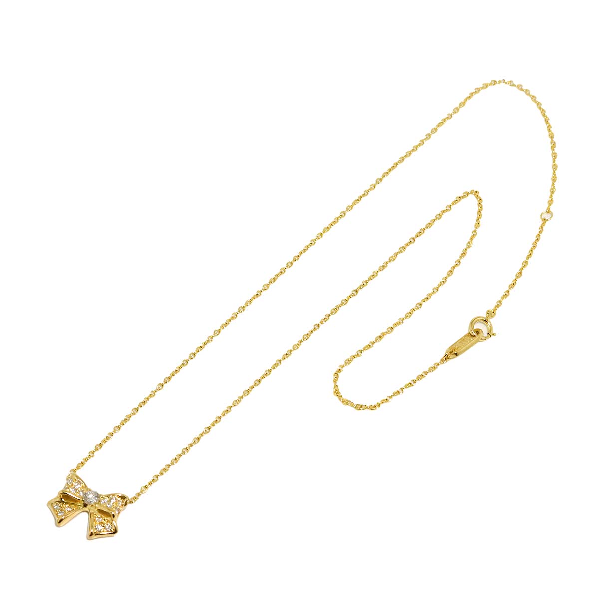 Diamond 0.28ct Ribbon Necklace 18K YG 750