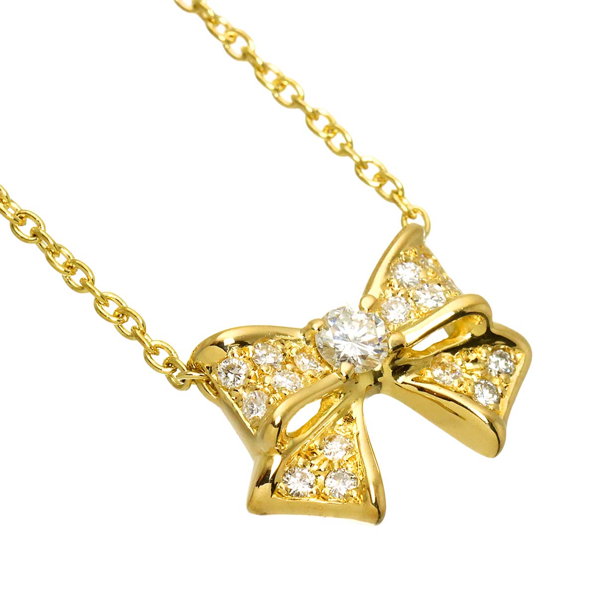 Diamond 0.28ct Ribbon Necklace 18K YG 750