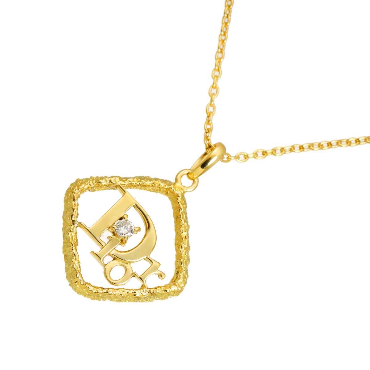 Logo Diamond Necklace 18K Yellow Gold 750