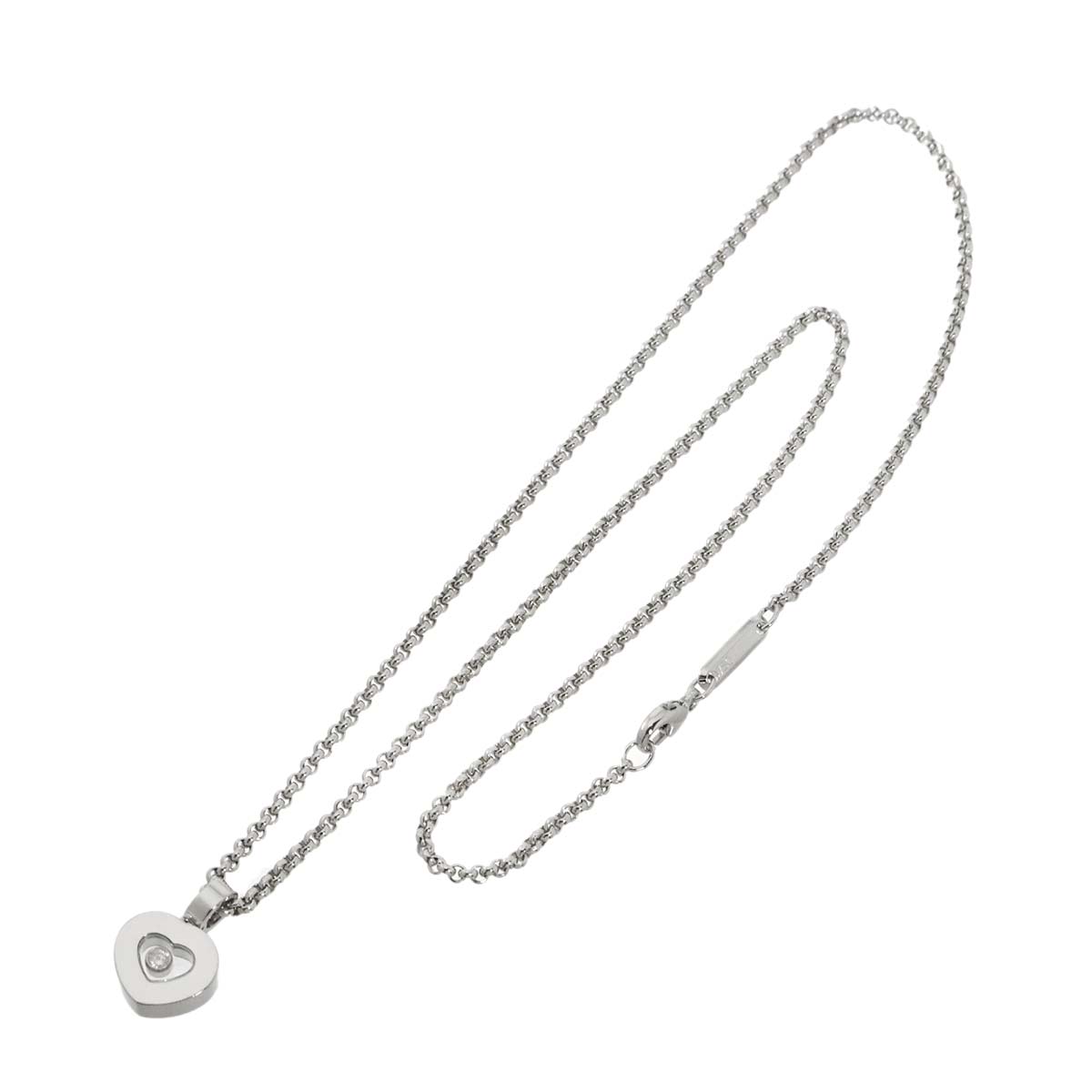 Happy Diamond Heart Necklace 18K White Gold 750