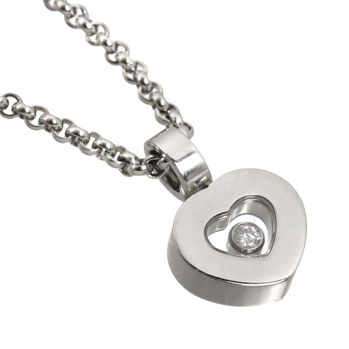 Happy Diamond Heart Necklace 18K White Gold 750