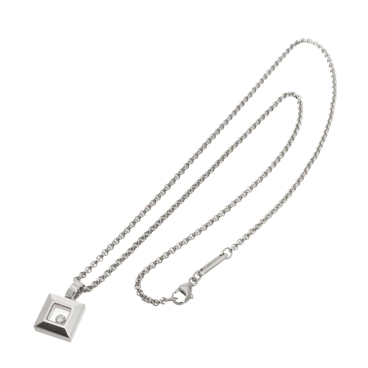 Happy Diamond Square Necklace 18K White Gold 750