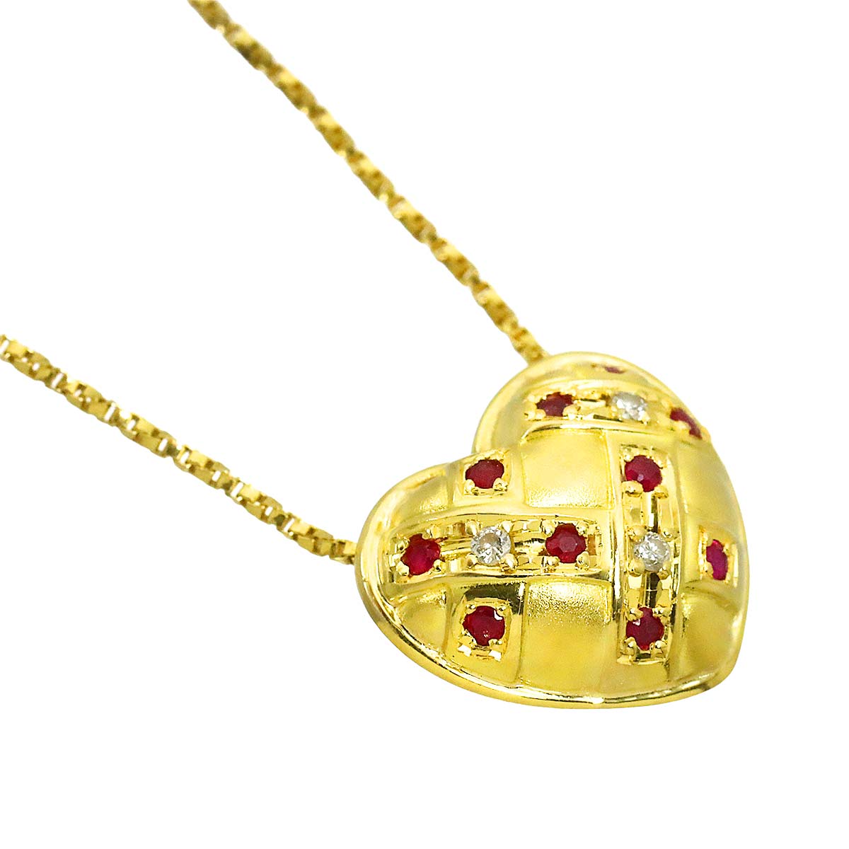 Ruby 0.16ct Diamond 0.03ct Necklace 18K K18 YG 750