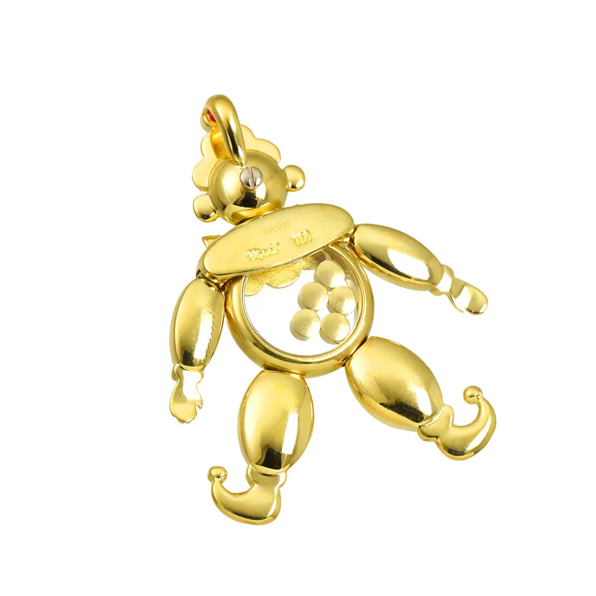 Happy Diamond multi stone clown Pendant Top 18K Yellow Gold 750
