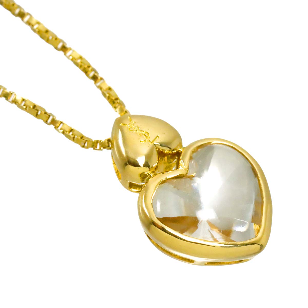 Quartz Heart Necklace 18K K18 YG 750