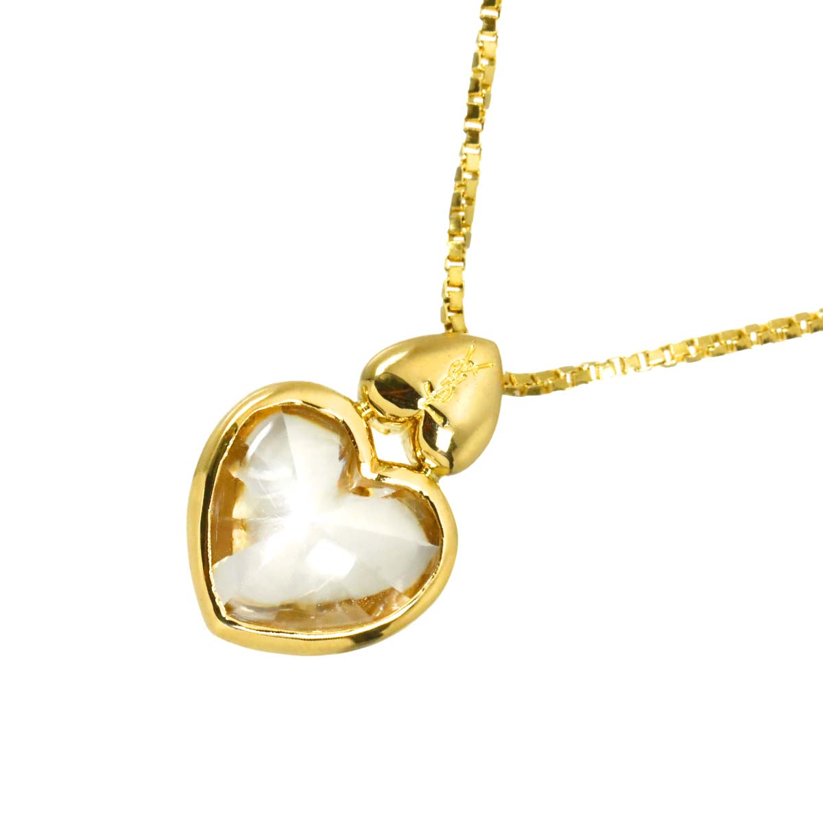 Quartz Heart Necklace 18K K18 YG 750