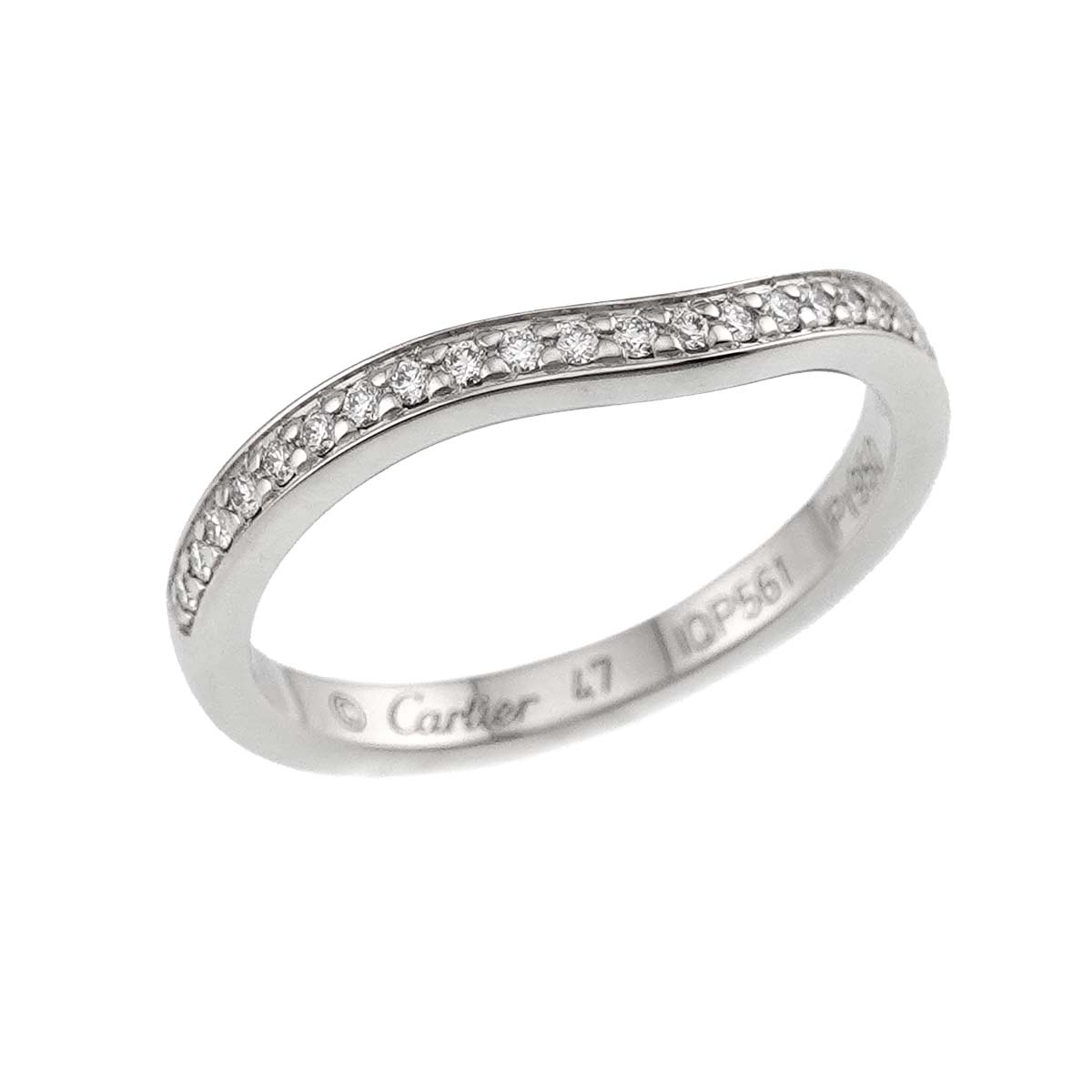 Ballerine curve Diamond Ring Pt Pt size47 4(US)
