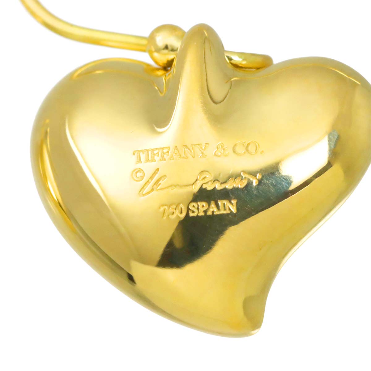Full Heart Earrings Pierced 18K Yellow Gold 750
