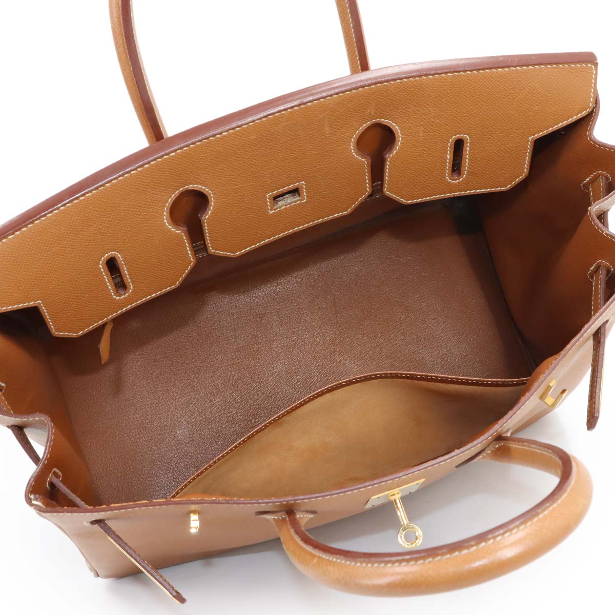 Birkin 35 Couchevel Epsom Gold Hand Bag Brown Purse