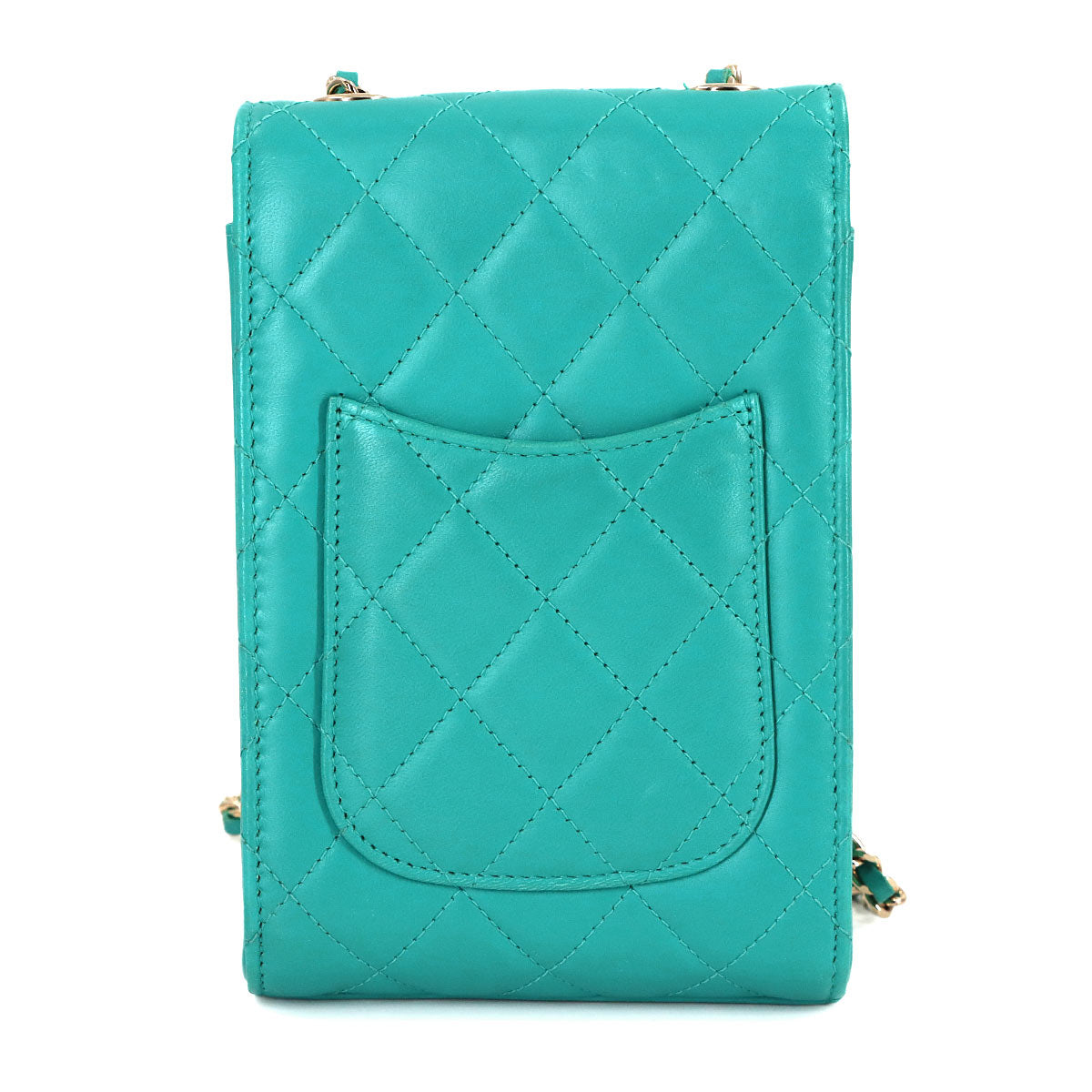 Matelasse Phone Case Shoulder Bag Leather Green Purse