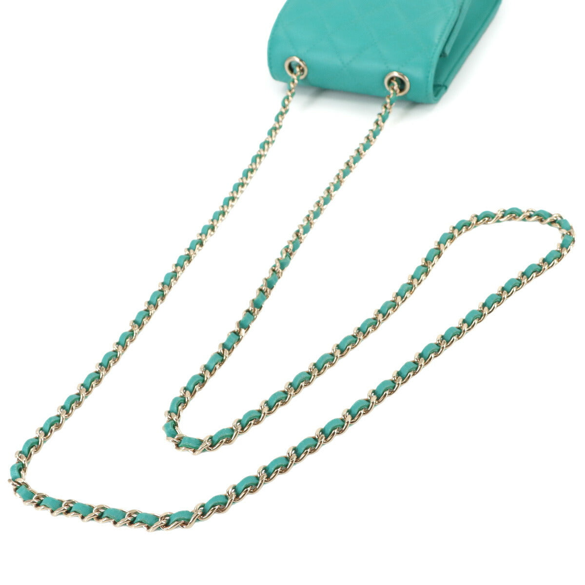 Matelasse Phone Case Shoulder Bag Leather Green Purse