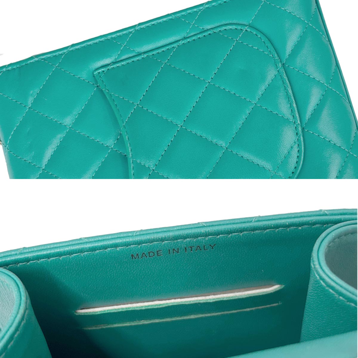 Matelasse Phone Case Shoulder Bag Leather Green Purse