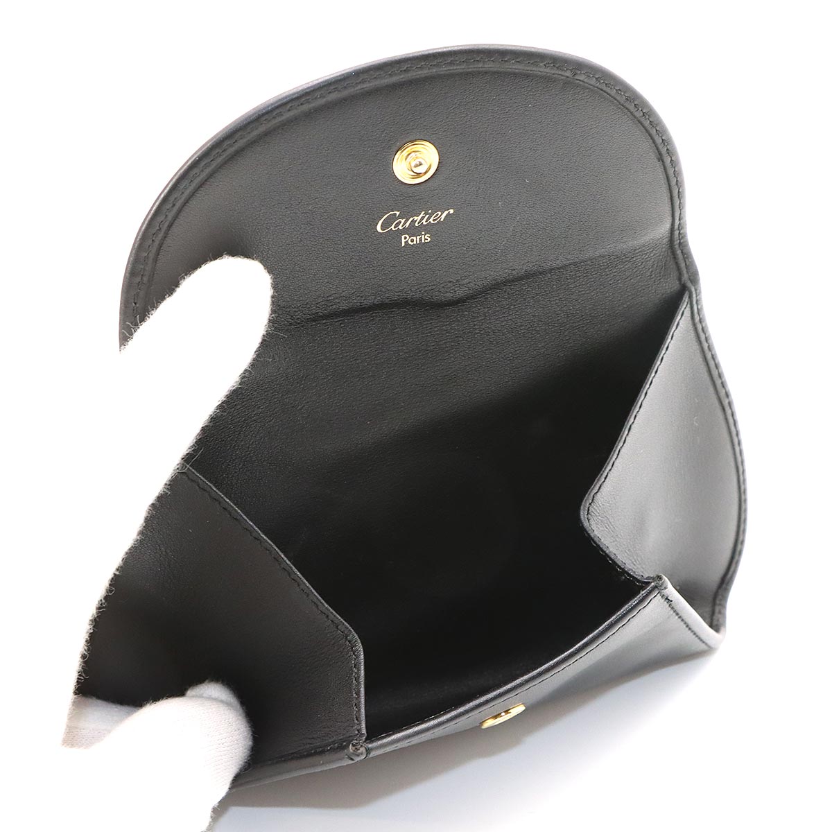 Panther Coin Case Leather Black Purse