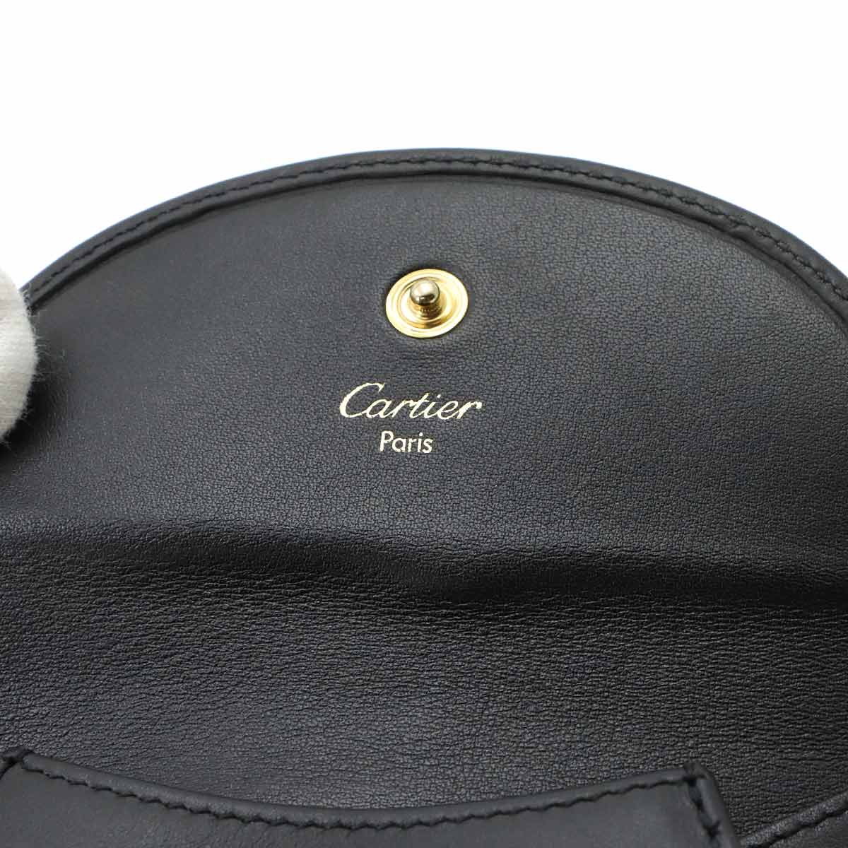 Panther Coin Case Leather Black Purse