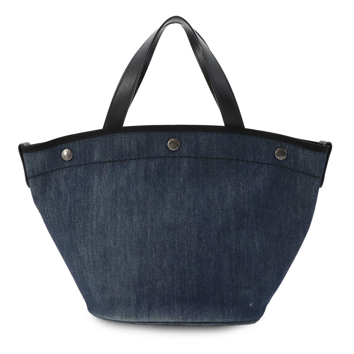 Small 2way Tote Shoulder Bag Denim Leather Blue Black 1BG244