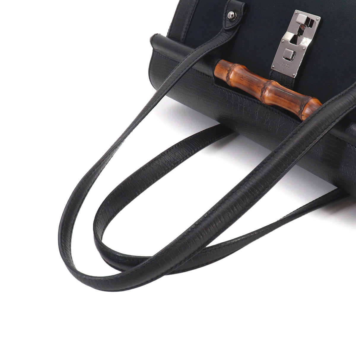 Bamboo Hand Bag GG Canvas Leather Black 111713 Purse