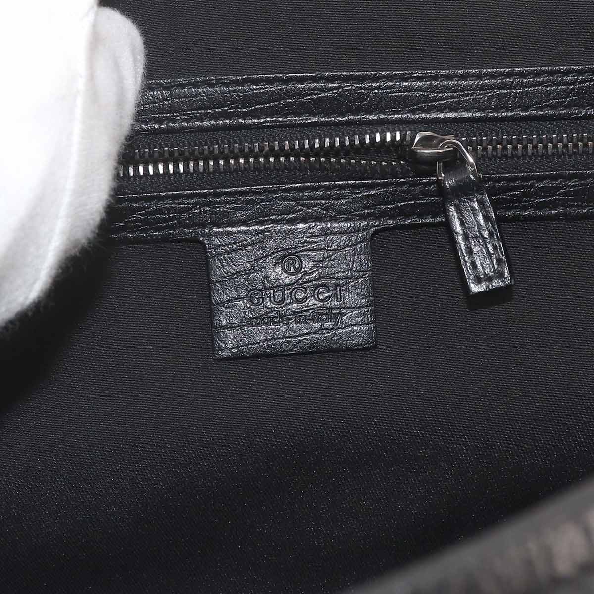 Bamboo Hand Bag GG Canvas Leather Black 111713 Purse