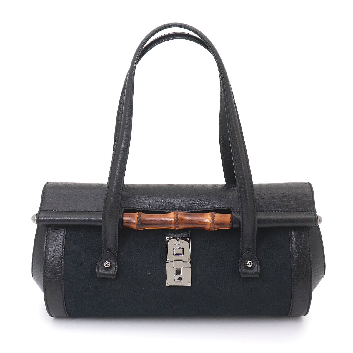 Bamboo Hand Bag GG Canvas Leather Black 111713 Purse