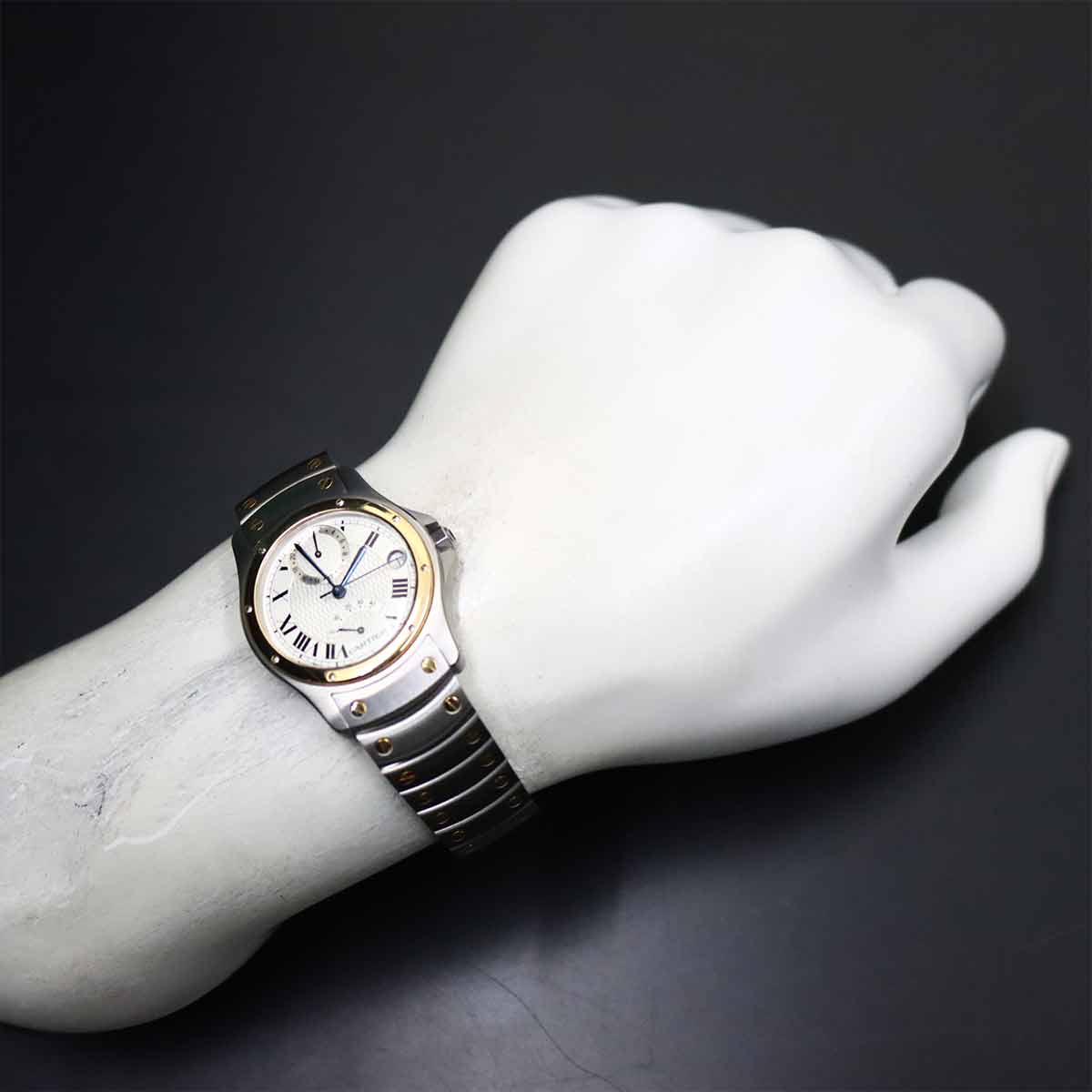 Santos Round GMT W20038R3 YG Automatic Silver Dial Mens Dial