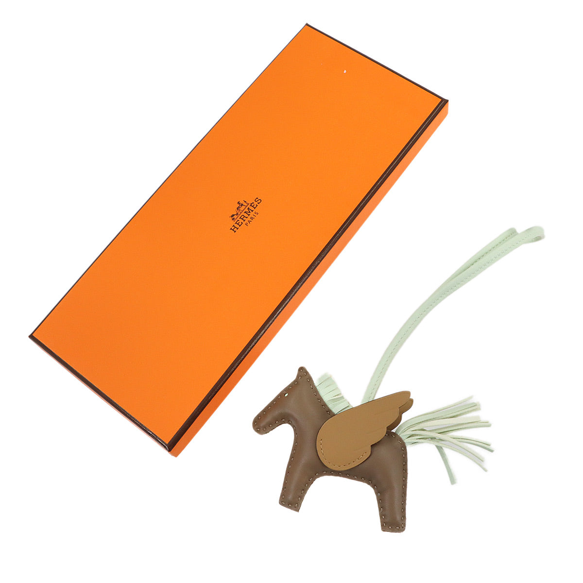 Rodeo Pegasus PM Bag Charm Agneau Milo Etoupe Vert Fizz Biscuit