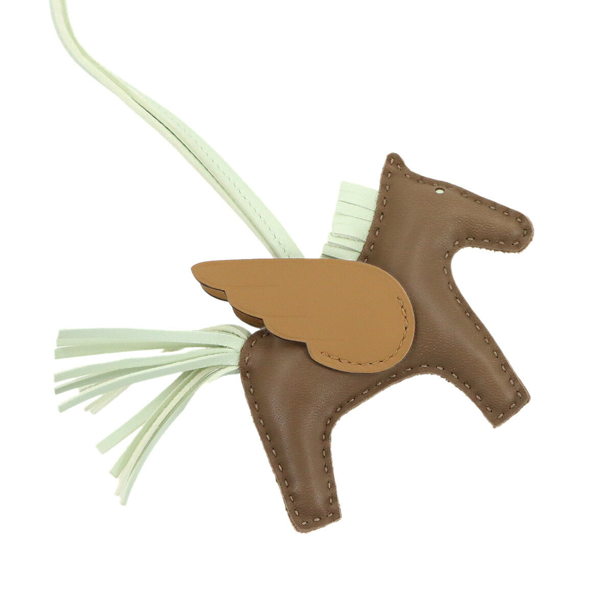 Rodeo Pegasus PM Bag Charm Agneau Milo Etoupe Vert Fizz Biscuit