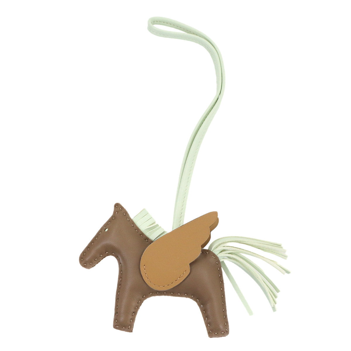 Rodeo Pegasus PM Bag Charm Agneau Milo Etoupe Vert Fizz Biscuit