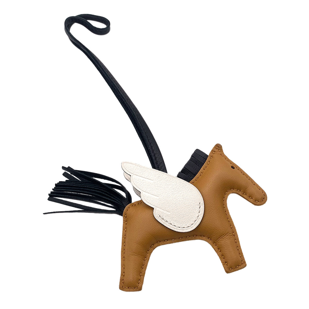 Rodeo Pegasus PM Bag Charm Agneau Milo Sesame Black Nata