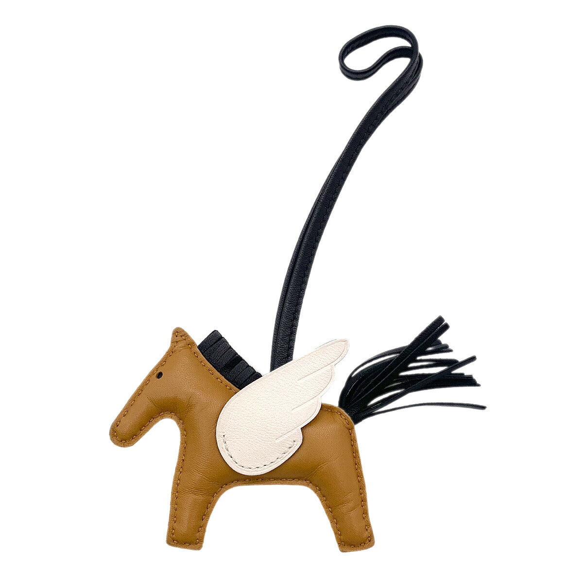 Rodeo Pegasus PM Bag Charm Agneau Milo Sesame Black Nata