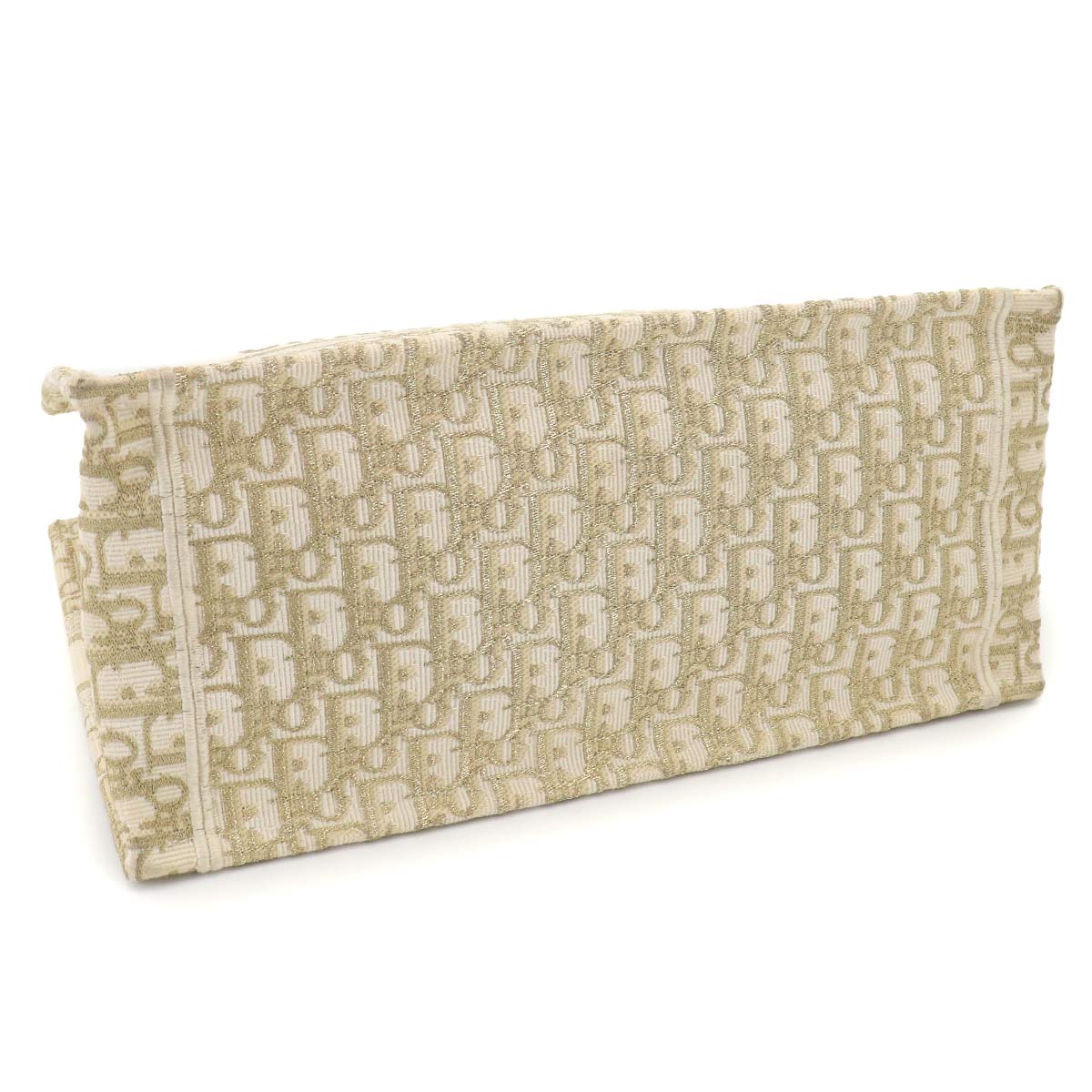 Oblique Book Tote Medium Bag Canvas Gold White