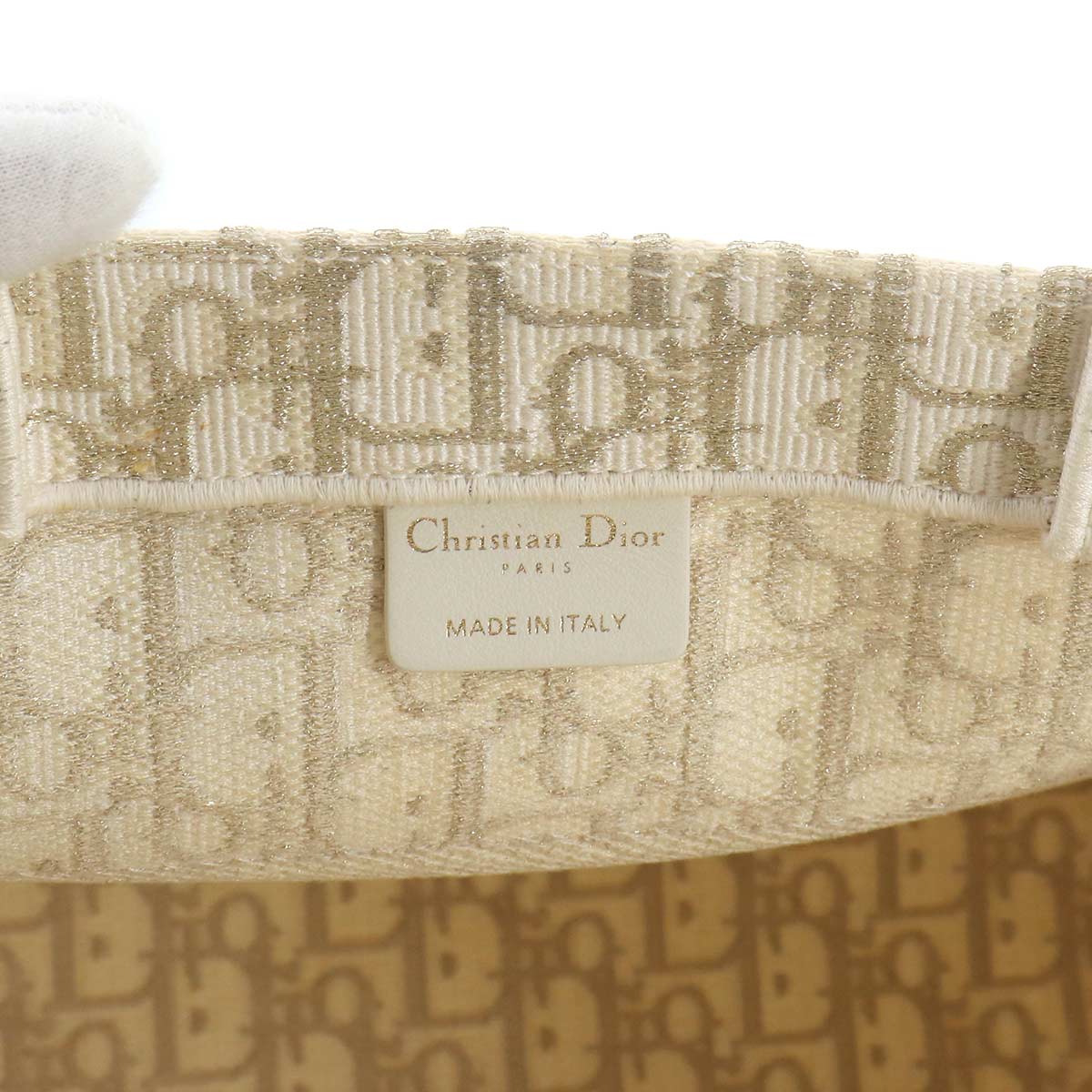 Oblique Book Tote Medium Bag Canvas Gold White