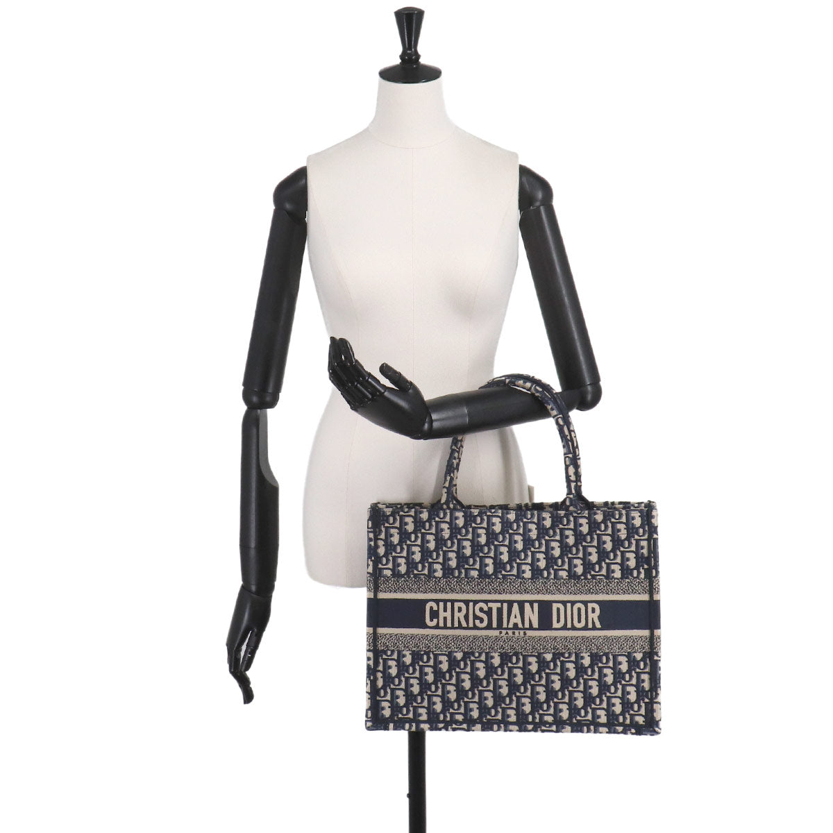 Oblique Book Tote Medium Bag Canvas Navy M1296ZRIW