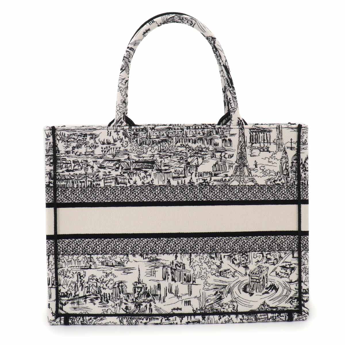Plan de Paris Book Tote Bag Medium Canvas White Black