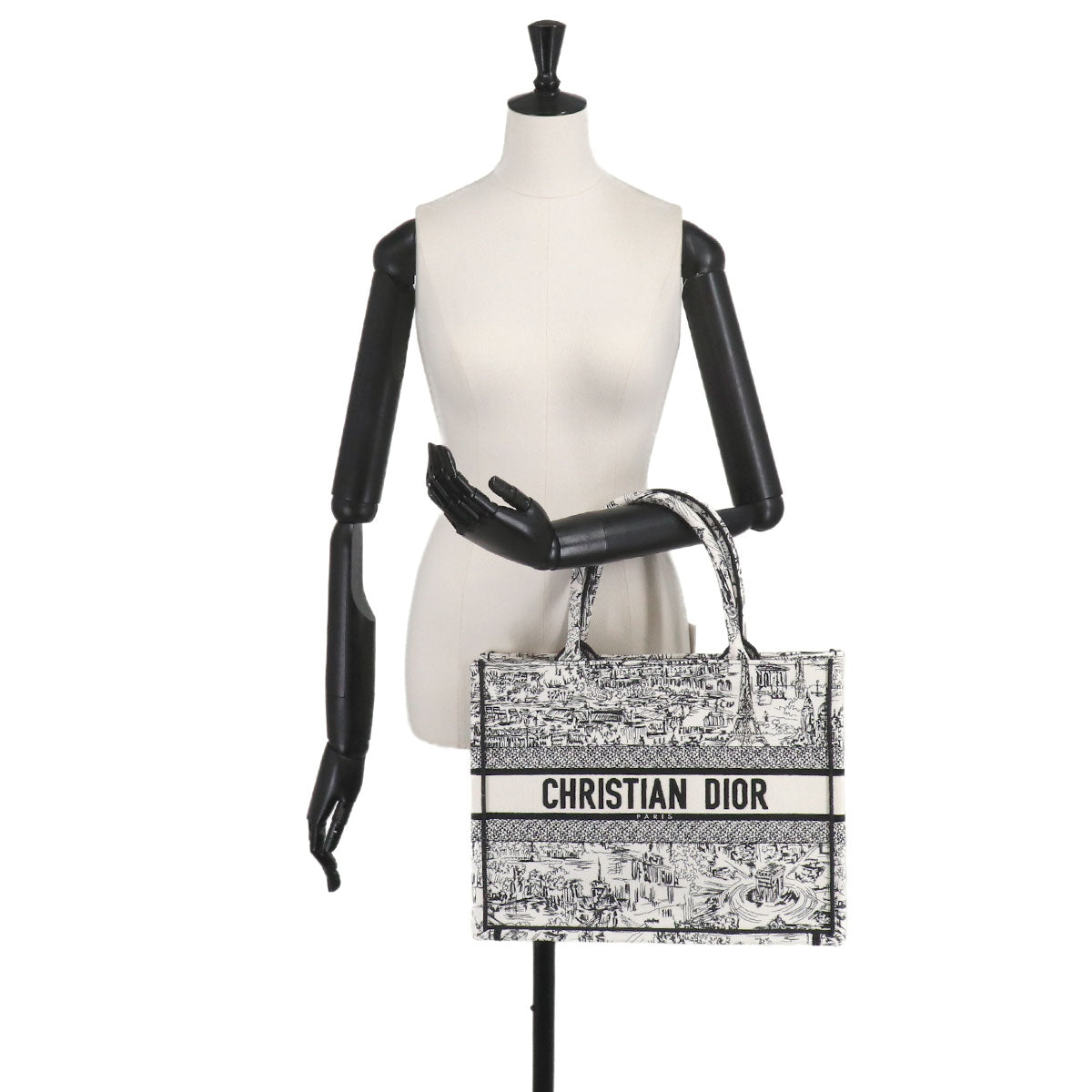 Plan de Paris Book Tote Bag Medium Canvas White Black