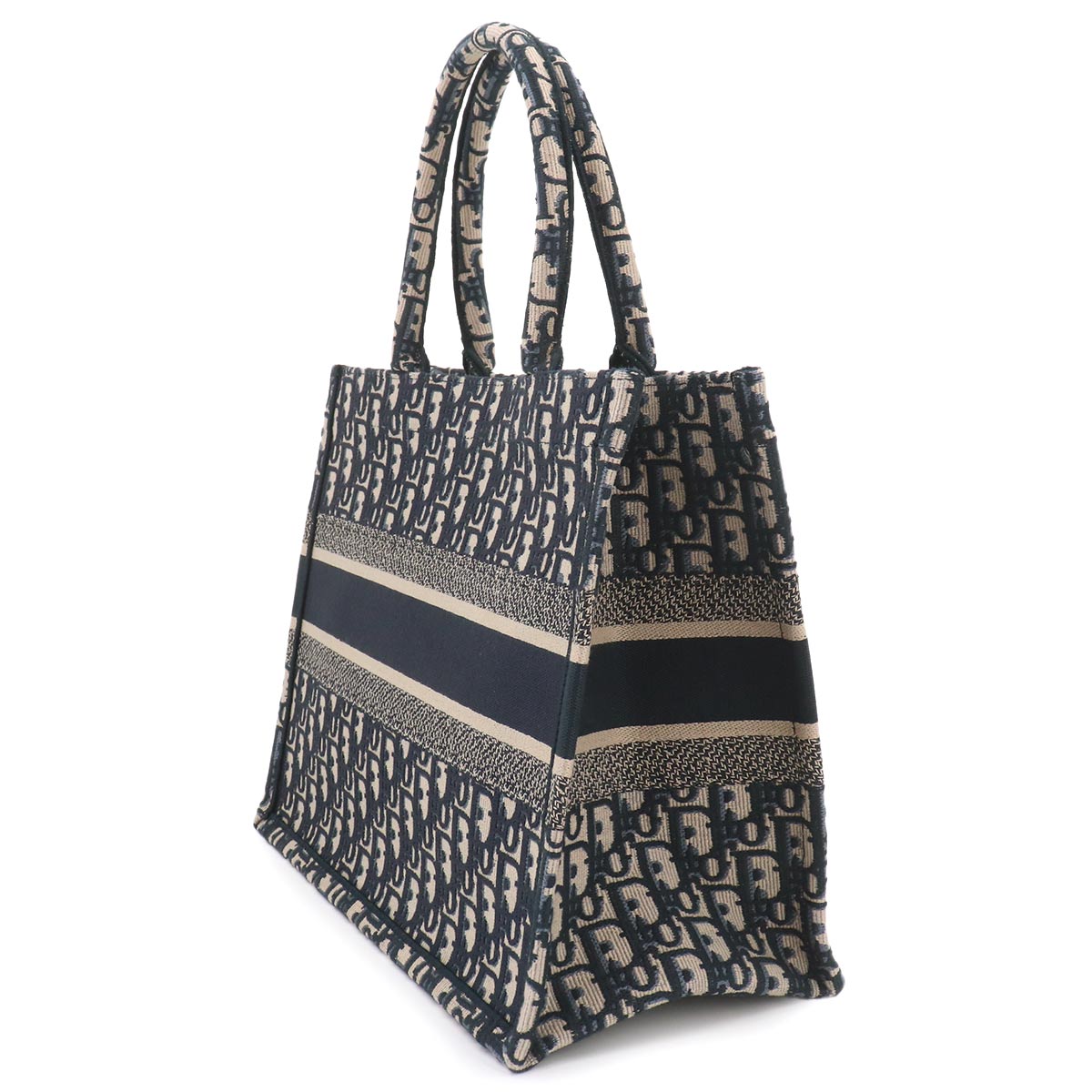 Oblique Book Tote Medium Bag Canvas Navy M1296ZRIW