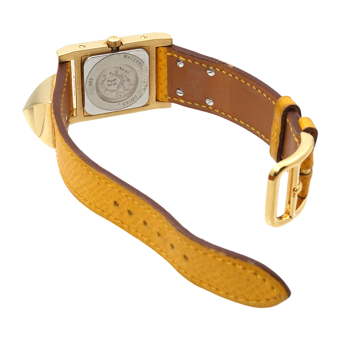 Medor Vintage pyramid Gold studs Quartz White Dial Ladies
