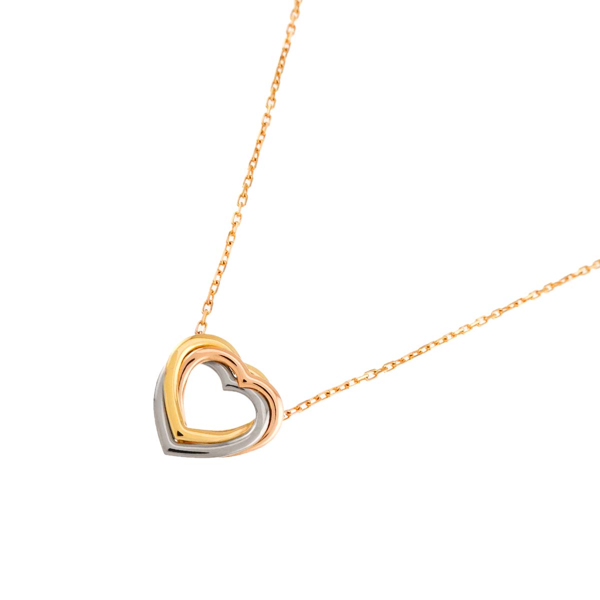 Trinity Heart Necklace 18K YG WG PG 750