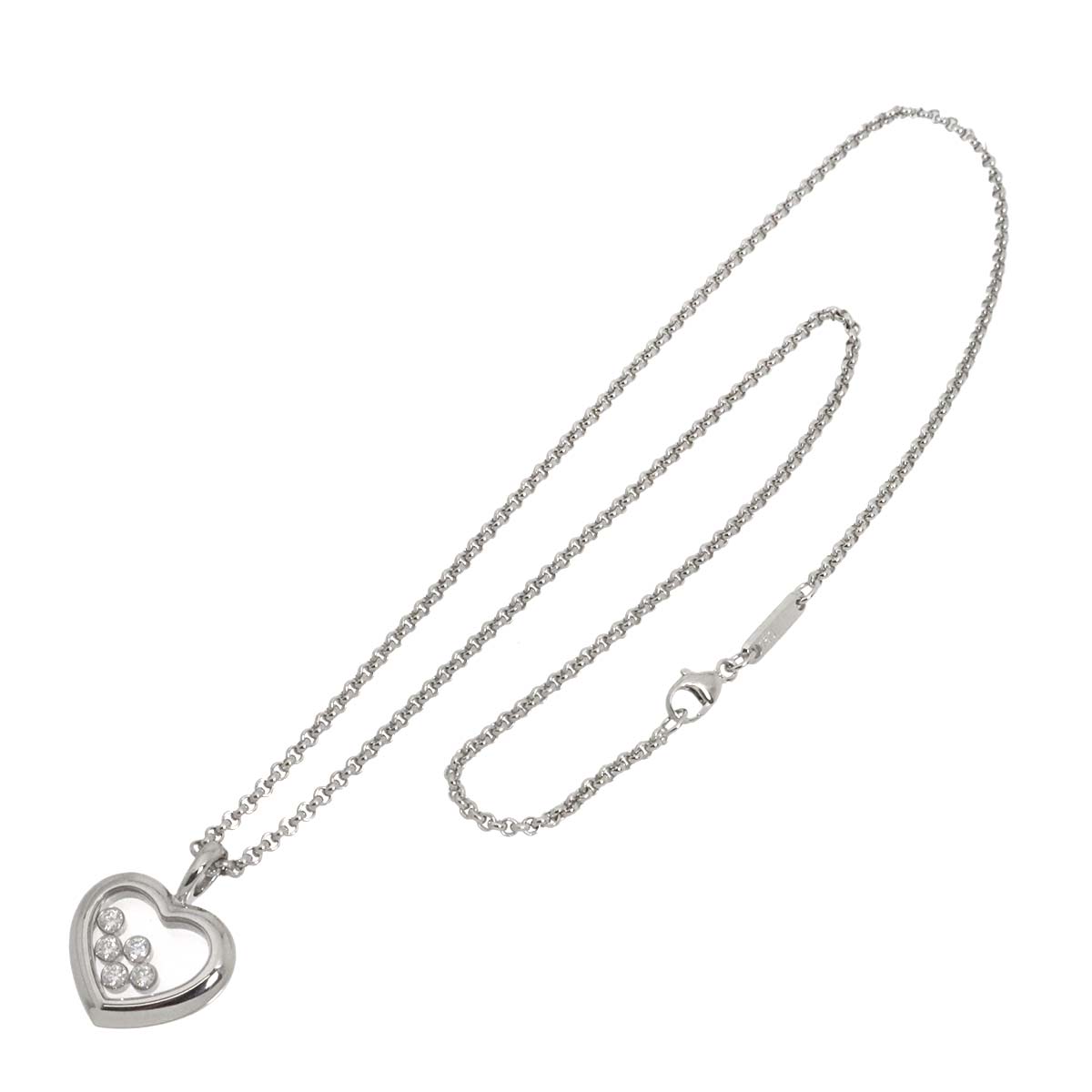 Happy Diamond Heart Necklace 18K White Gold 750