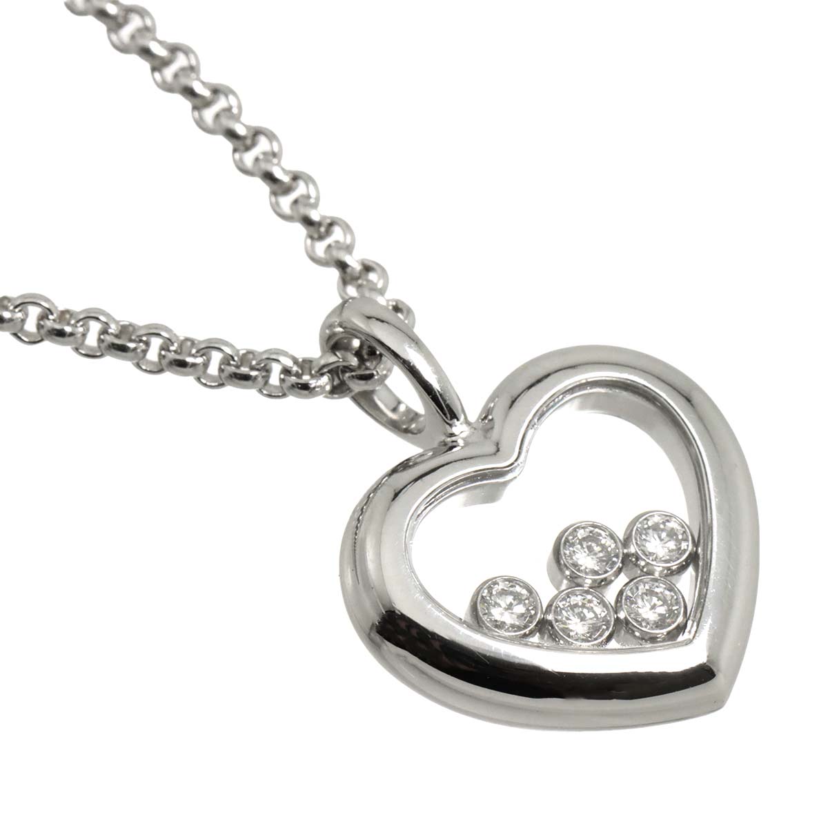 Happy Diamond Heart Necklace 18K White Gold 750