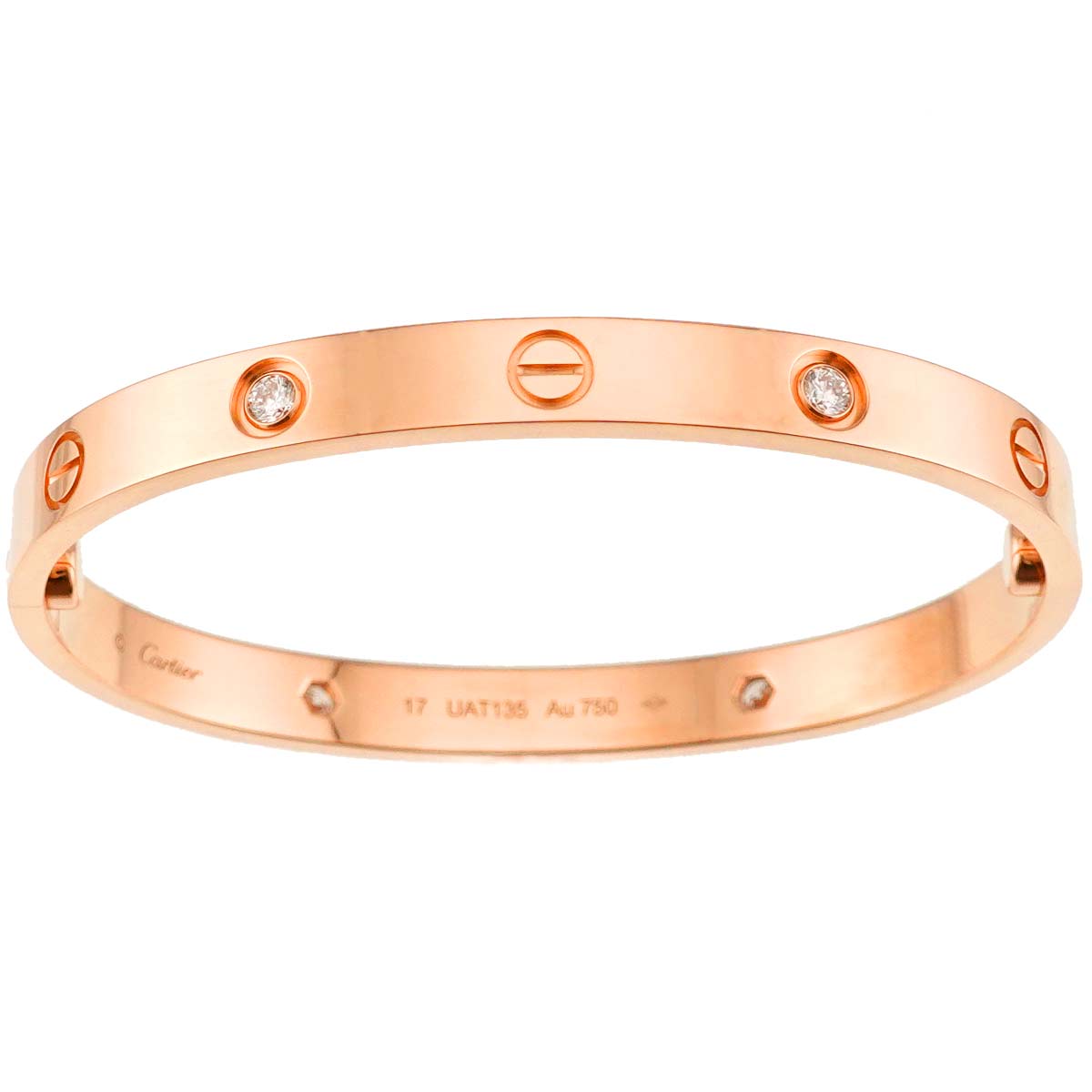 Love Bracelet Bangle Diamond 4P 18K Pink Gold 750 Size17