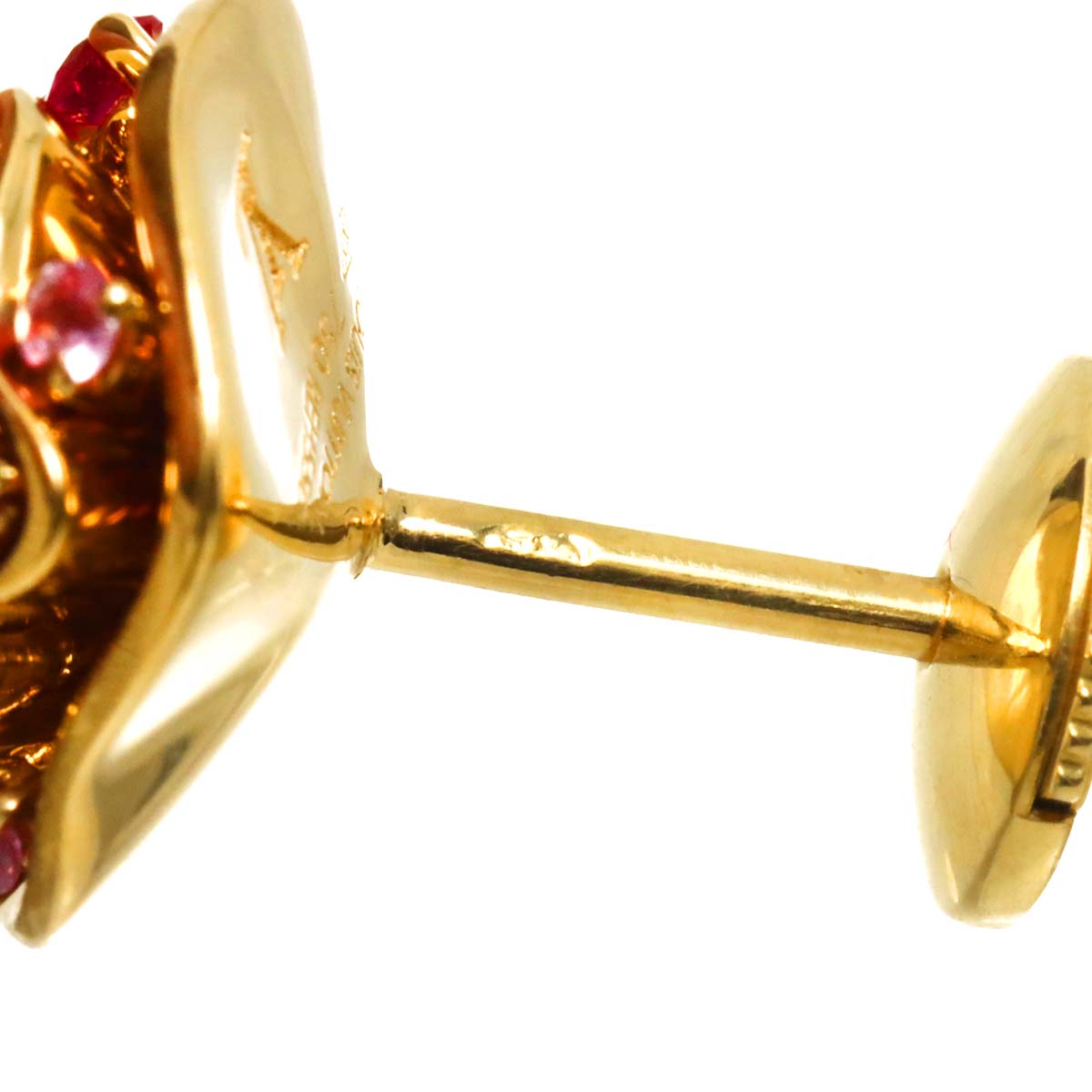 Ruby Sapphire Diamond Earrings Pierced 18K YG 750