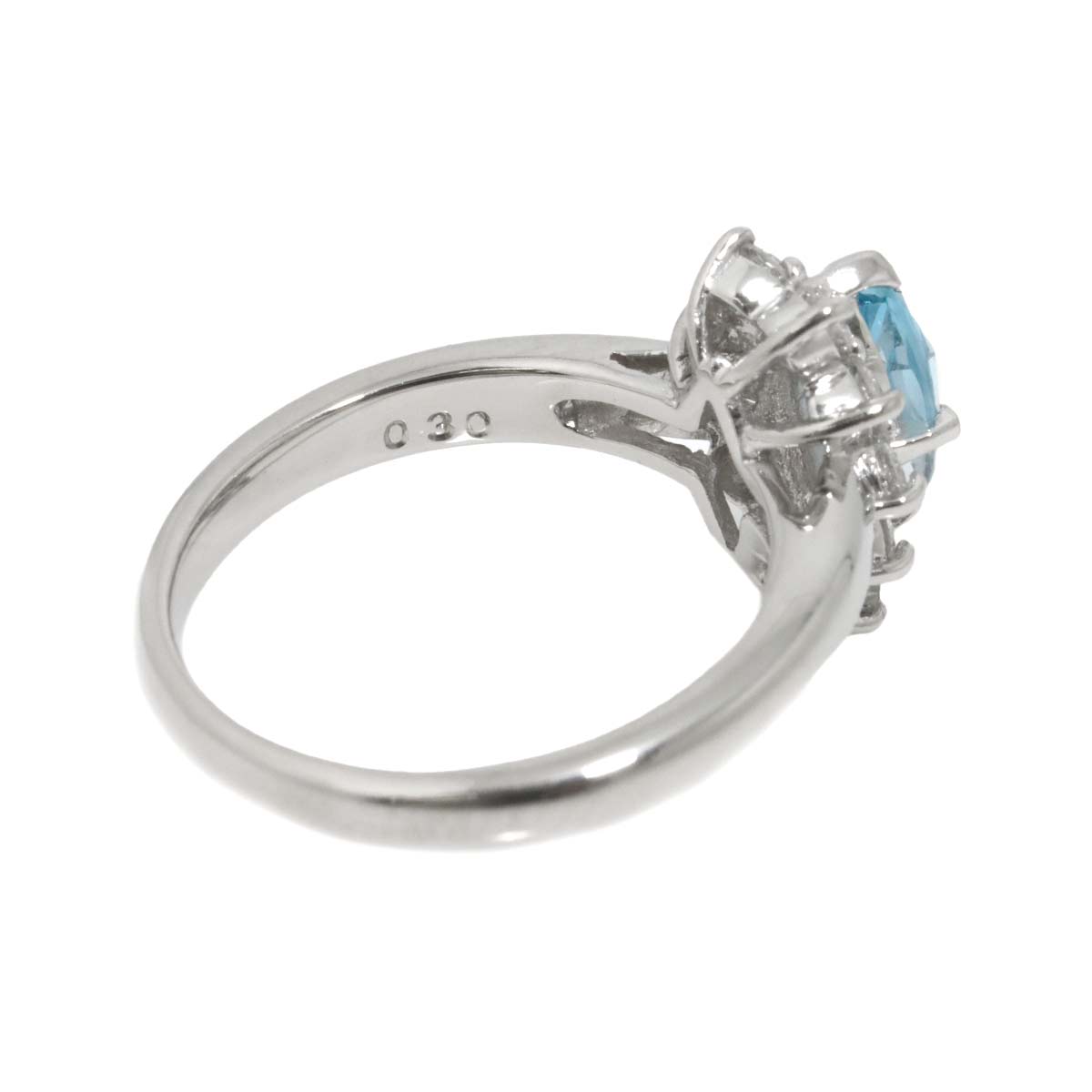 Aquamarine Diamond 0.30ct Ring Platinum size4.75-5(US)