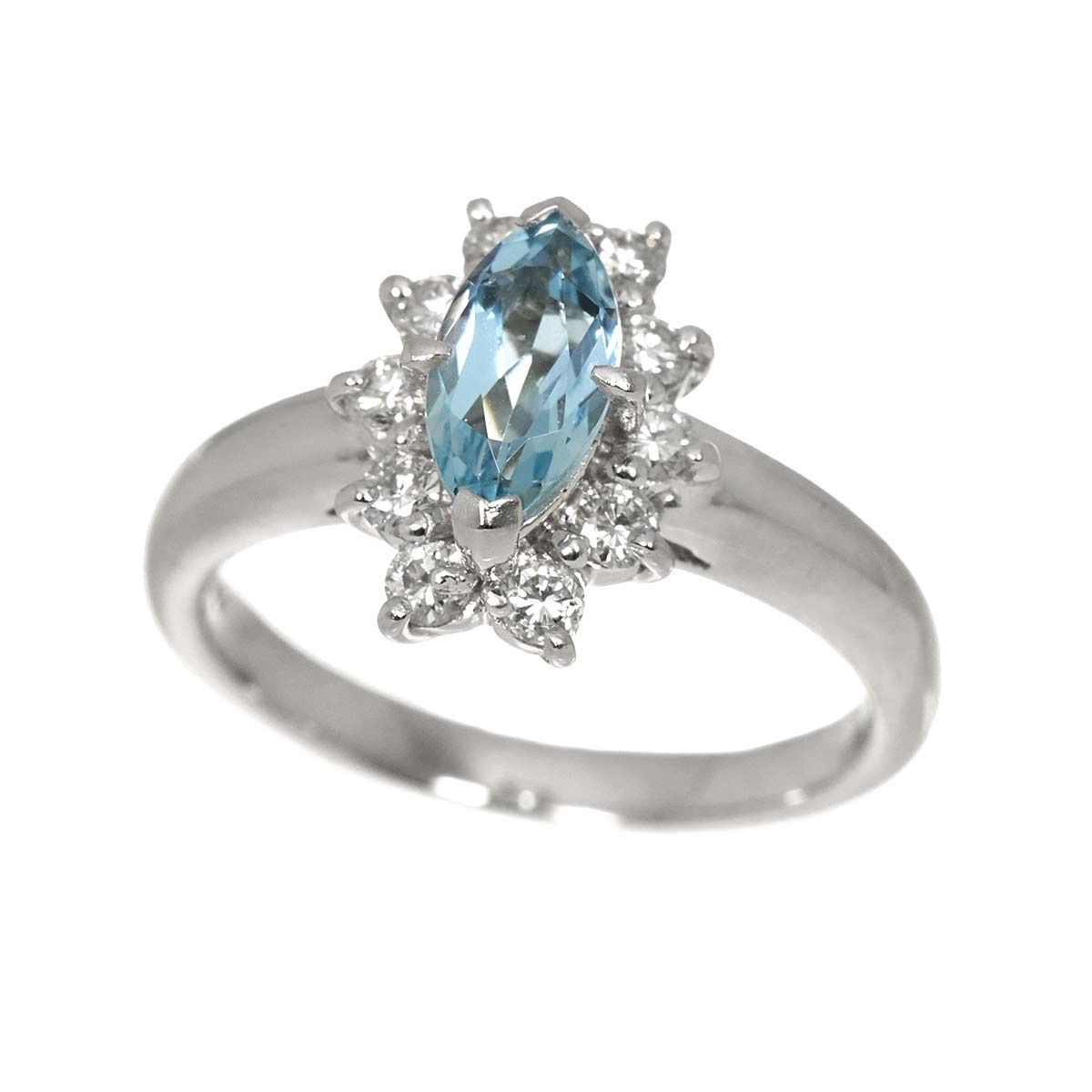 Aquamarine Diamond 0.30ct Ring Platinum size4.75-5(US)