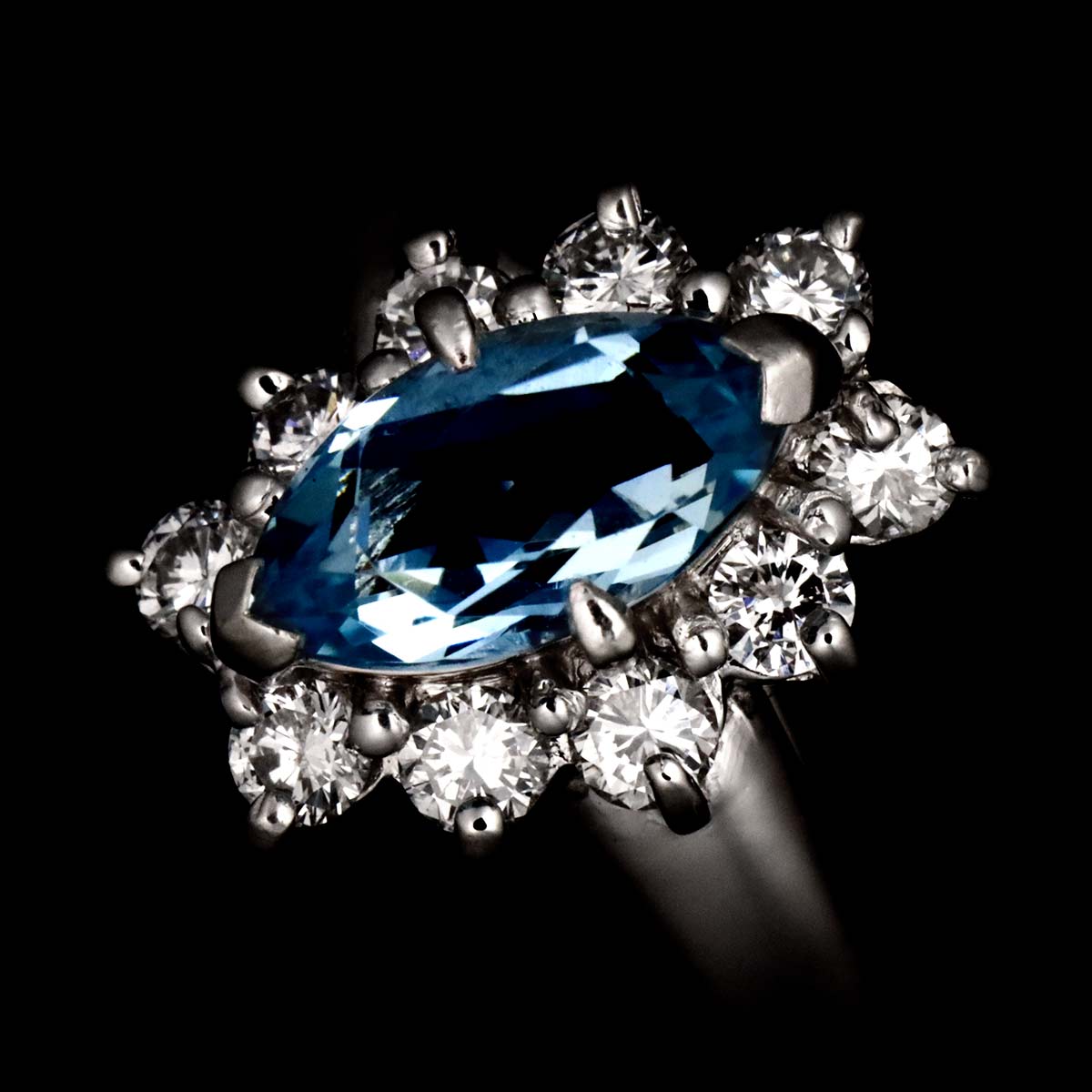 Aquamarine Diamond 0.30ct Ring Platinum size4.75-5(US)