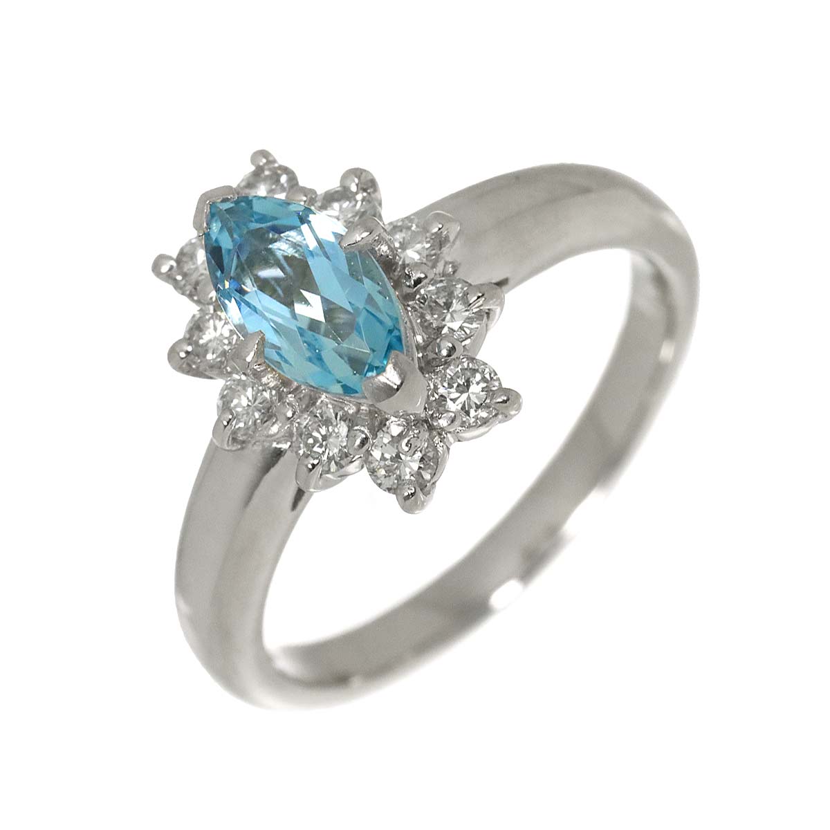 Aquamarine Diamond 0.30ct Ring Platinum size4.75-5(US)
