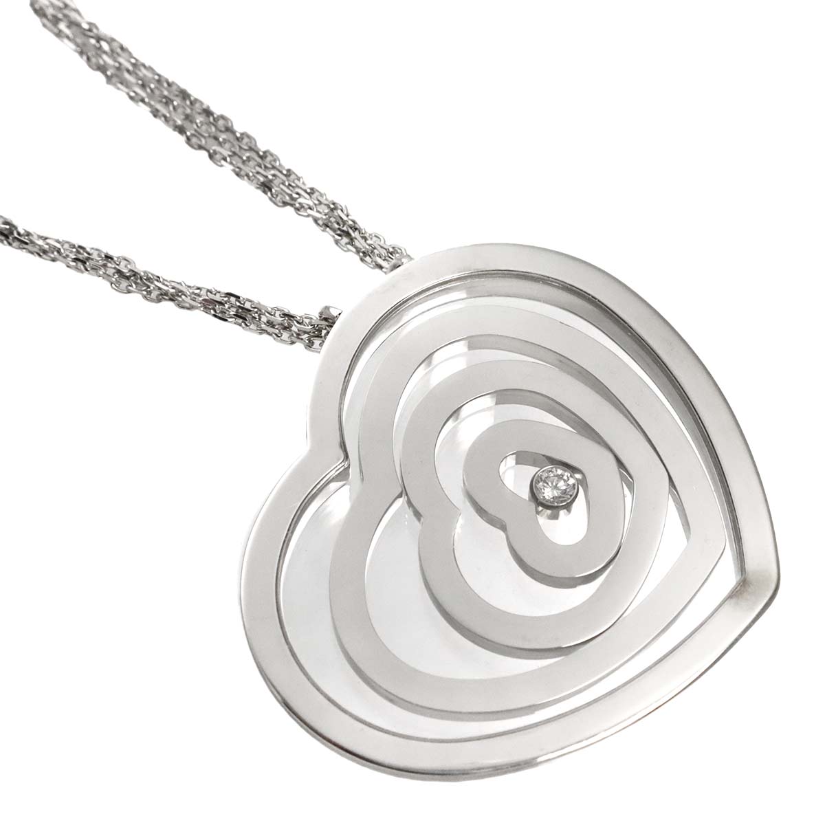 Happy Spirit Heart Diamond Necklace 18K White Gold 750
