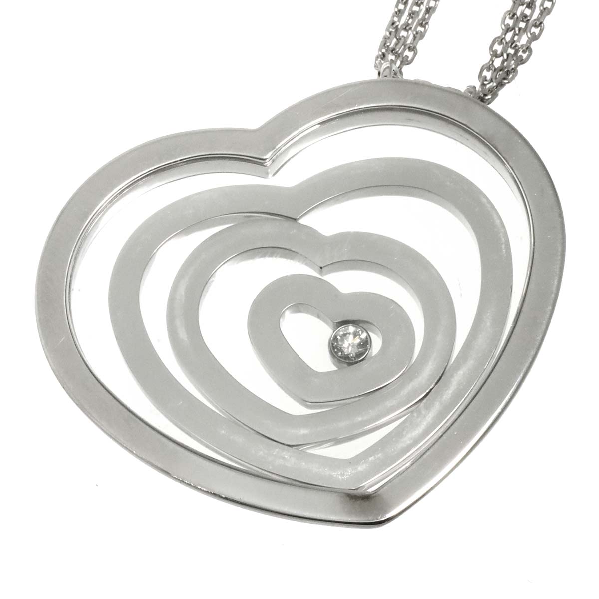 Happy Spirit Heart Diamond Necklace 18K White Gold 750