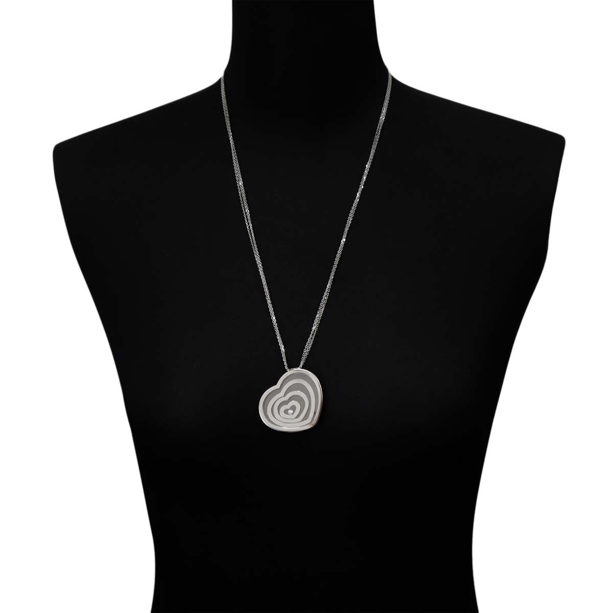 Happy Spirit Heart Diamond Necklace 18K White Gold 750