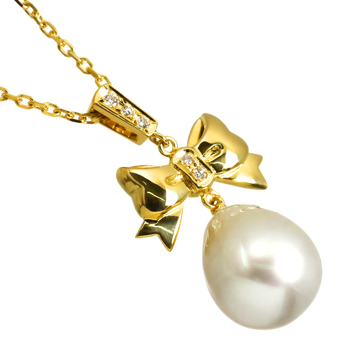 Baroque Pearl Diamond 0.04ct Necklace 18K YG 750