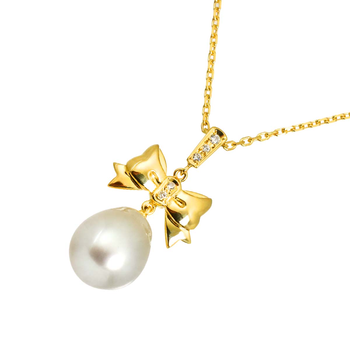 Baroque Pearl Diamond 0.04ct Necklace 18K YG 750